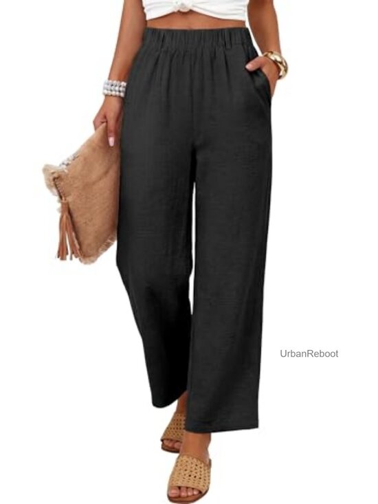 Pants - Women's Wide Leg Palazzo Pants with Pockets Casual Lounge
